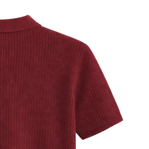 Polo en maille côtelée ondulée pour homme, manches courtes, coton premium, texture côtelée, coupe ajustée, décontracté et élégant, idéal pour l'été, vente en gros - Product Image 6