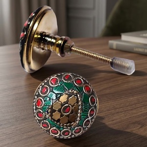 Industrial <b>Glass</b> Metal Round Cabinet <b>Knob</b> with Mosaic Design for Dresser Wardrobe Kitchen Furniture Handles - Product Image 1