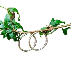 Classic Bohemian NY-BH008-30 925 Sterling Silver <b>Hoop</b> Earrings Bali Accent Design Gypsi Style <b>Gold</b> Plated Pearl for Party Gift - Product Image 1