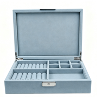 Boîte de rangement à bijoux rectangulaire en bois blanc cassé de luxe, personnalisable, avec fermeture magnétique, compartiments à anneaux et grille, en velours
