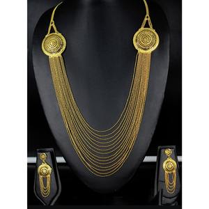 Ecklace-Conjunto de joyería de Latón chapado en oro puro, collar de alta calidad con diseño de los UAE Dubai - Product Image 5