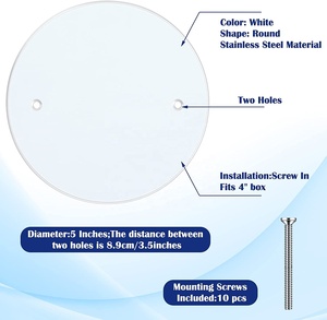 Tấm Phủ Trần Tấm Phủ Điện Tròn Phẳng Bằng Kim Loại Tấm Phủ Tường Hình Tròn Trống Kèm Ốc Vít Nắp Công Tắc Quạt Trần - Product Image 3