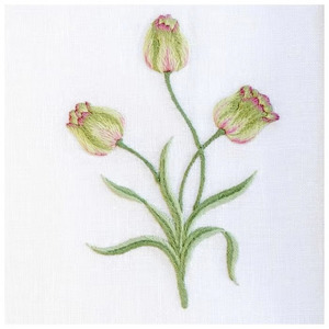 Wholesale Customized White 100% Cotton <b>Table</b> <b>Runners</b> Embroidered Tulip Flower Hemstitch <b>Runner</b> Washable Durable Home Events - Product Image 2