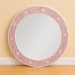 Miroir rond en bois fait main avec cadre floral rose, miroir mural décoratif style shabby chic, miroir décoratif fait main - Product Image 5