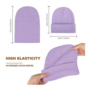 Bonnet en tricot extensible blanc et jaune moutarde, imperméable, en spandex/coton, avec revers plié, coupe ajustée, unisexe, style urbain, hiver - Product Image 2