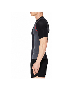 Haut de bain à manches courtes pour homme, personnalisé avec logo, de qualité supérieure, à blocs de couleur, séchage rapide, noir, gris, rouge, écologique - Product Image 2