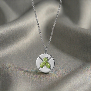 Wholesale Peridot Quartz Gemstone Pendant Necklace Silver Plated Round Faceted Charm Handmade Jewelry Women Bulk Supply - Product Image 1