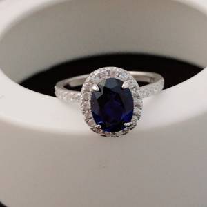 Bague en argent sterling saphir bleu étoilé pour fiançailles, promesse, mariage, anniversaire, cadeau pierre de naissance de septembre - Product Image 4