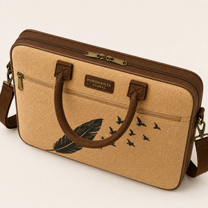 Eco-Friendly Durable Fashionable Jute Laptop Backpack Brief <b>Bag</b> Padded Handle Adjustable <b>Shoulder</b> Strap Front <b>Zip</b> Pocket <b>Large</b> - Product Image 6