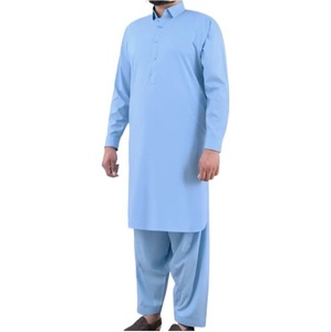 Traditional Ethnic Breathable <b>Men</b> Plain Blank Kameez Shalwar Outdoor Wedding <b>Dress</b> Solid Color Collar Style Salwar Kameez Suits - Product Image 2