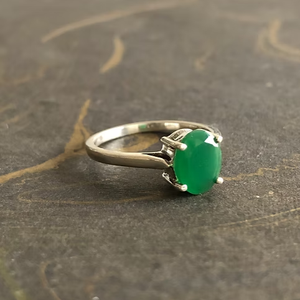 925 Sterling <b>Silver</b> Natural Green <b>Emerald</b> <b>Ring</b> Oval Cabochon Luxury Design <b>Ring</b> Handmade Fine Jewelry for Wedding Party Wear - Product Image 2