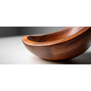 Handcrafted <b>Walnut</b> Wood Bowl Glossy Brown Finish Wholesale Moradabad - Product Image 3