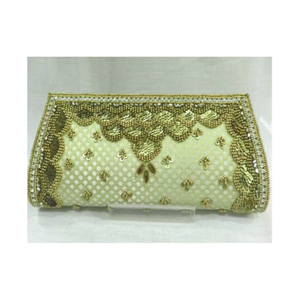 Luxury Fashion Crystal Beaded Envelope <b>Clutch</b> Bag New Design Silk and Fabric Handbag At Best Price - Product Image 5