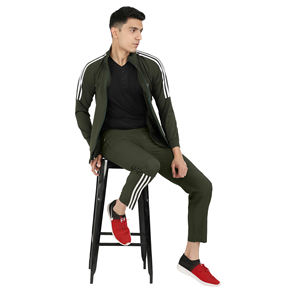 Survêtement de sport pour homme en velours premium, extensible dans les quatre sens, coupe ajustée, couleur unie, confortable, pour l'automne, le jogging et la course à pied - Product Image 2