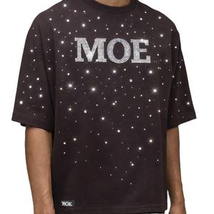 Camiseta de Hombre Estilo Urbano de Algodón Lavado Vintage con Detalles de Pedrería de Alta Densidad, Producción Personalizada OEM al por Mayor, Camiseta Unisex Oversize - Product Image 4