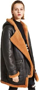 Men's <b>Winter</b> Warm Sheepskin Leather Bomber <b>Jacket</b> with Fur Trim Hooded Woolen Fabric OEM Service Finished - Product Image 6