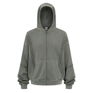 Manufacturers Vintage Acid <b>Wash</b> Hoodie for Men 100% Cotton Distressed No Drawstring Plain Hoodies - Product Image 1