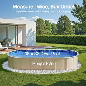Telo di copertura ovale portatile per piscina da 18 piedi x 33 piedi, spessore standard, altezza parete 52 pollici, per uso familiare in piscine fuori terra Unibead - Product Image 3
