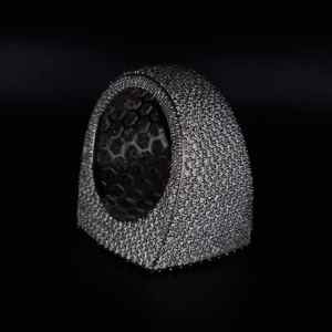 Anillo Hip Hop con Logotipo Personalizado, Moissanita Azul VVS, Plata 925 y Chapado en Oro de 18K, Pasa la Prueba del Diamante, Joyería Fina para Hombre - Product Image 2