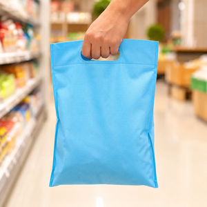 Bolsa de Compras Reutilizable Ecológica de Gran Capacidad, Color Azul Cielo, Tipo D-Cut, de Tela No Tejida, para Venta al por Mayor y Menor - Product Image 4