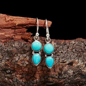 Pendientes Colgantes de Plata de Ley 925 Más Vendidos con Turquesa de Arizona en Forma de Pera Ovalada para Bodas Cristianas - Product Image 1