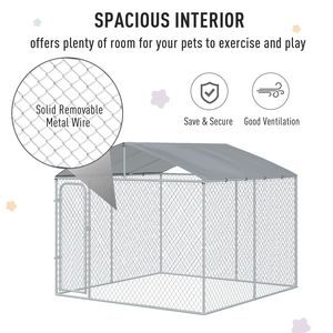 Grande Gabbia per Cani in Metallo Resistente alle Intemperie con Pareti Laterali in Rete e Copertura - Recinto Nero per Uso Esterno - Product Image 4