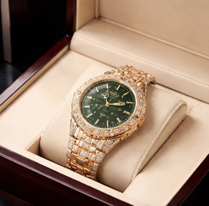 Reloj de Buceo Mecánico de Lujo con Esfera Verde para Hombre, Acero Inoxidable Dorado, Cristal de Zafiro, Resistente al Agua, Estilo Hip Hop, Regalo Premium para Negocios - Product Image 2