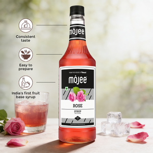 Jarabe de Rosa Mojee, Botella de 1000 ML, Sabor Floral Dulce, Sin Saborizantes Artificiales para Bebidas - Product Image 4