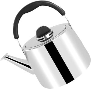 Nouvelle cafetière/théière arabe en métal argenté avec poignée noire, Dallah faite à la main pour la maison, la cuisine et la table - Product Image 1