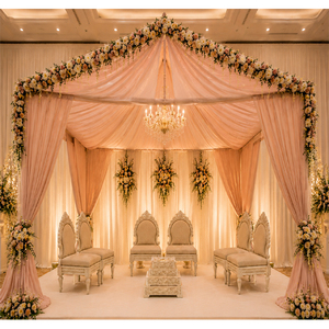 Ensemble de chaises dorées de luxe pour mandap de mariage indien, élégant ensemble de chaises Sankheda Vedi, ensemble de sièges de mandap royal pour mariée et marié - Product Image 1