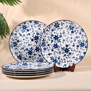 Bluebell Eco-Friendly Porcelain Dining Plates 10.5 Inch <b>Set</b> of 6 <b>Microwave</b> Dishwasher Safe Stocked Features for Dinner Use - Product Image 4