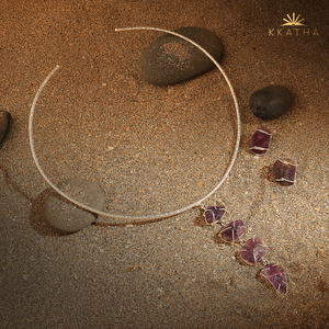 KKATHA Violet Cascade Pearl Choker Set | Sterling <b>Silver</b> Amethyst Statement Necklace for Women - Product Image 1