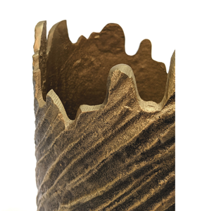 Custom Cast Aluminum Metal Flower Vase Rustic Bronze Corrugated Texture Decorative Vase Durable High-End Tabletop <b>Ornament</b> Vases - Product Image 4