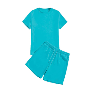Men's Green Casual Summer T-Shirt Shorts <b>Set</b> Quick Dry Breathable <b>Knitted</b> Polyester Spandex Workout Gym Wear Crew Neck Solid - Product Image 6