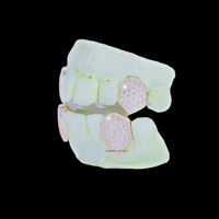 Grillz en argent sterling plaqué or avec diamants Moissanite taille brillant, micro-incrustation, unisexe, style Hip Hop, crocs de vampire, pour boîte de nuit