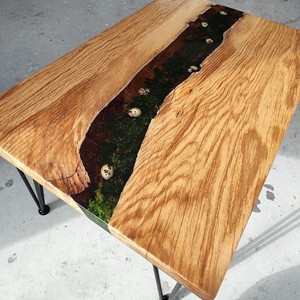 Wooden Moss <b>Epoxy</b> River <b>Table</b> Natural Live Edge Handmade Rustic <b>Coffee</b> <b>Table</b> Forest Inspired Resin Furniture Statement Piece - Product Image 1