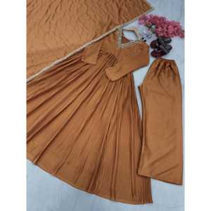 Colección Alia, Vestido Anarkali Rojo de Poliéster de 800g, Talla XL, con Dupatta y Pantalón, para Bodas, Salwar Kameez - Product Image 5