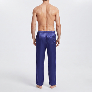 Pantalon de nuit en soie pour homme, taille élastique, coupe droite, léger, pyjama en satin de soie pour homme - Product Image 5