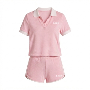 Conjunto de Camiseta Polo y Pantalones Cortos de Algodón para Mujer, con Ribete en Contraste, Uniforme Deportivo, Logotipo Personalizado, Ropa Deportiva Transpirable - Product Image 3