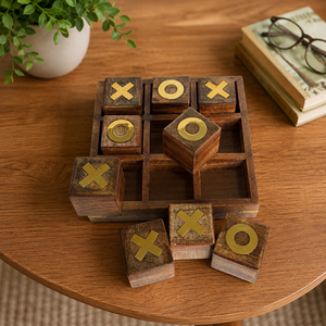 Juego de Tres en Raya Gigante de Madera |   Juego de Mesa de Madera Hecho a Mano de Primera Calidad para Niños y Adultos | Juego de Mesa de Estrategia Familiar para Viajes, Regalo - Product Image 2