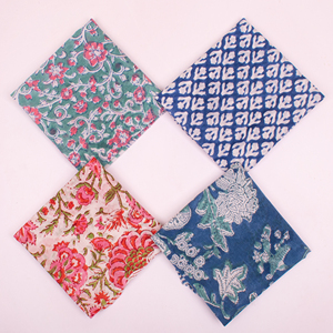 Authentic Jaipur Hand Block Printed Cotton Bandana <b>Square</b> <b>Scarf</b> Floral Pattern Natural Dyed 21" Summer Traditional Fashion - Product Image 3