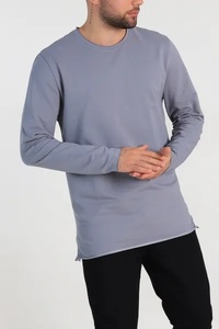 Men's <b>Black</b> Long Sleeve Fleece Breathable Waterproof Eco-Friendly <b>Sweatshirt</b> O-Neck Solid Color Red Stitching Front Logo - Product Image 5
