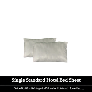 Drap de lit simple standard pour hôtel, en coton rayé, avec oreillers, pour hôtels et usage domestique - Product Image 2