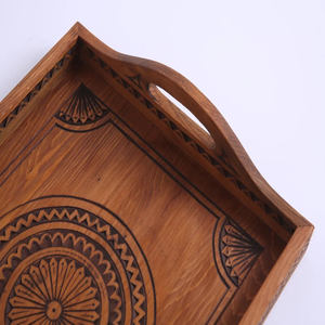 Plateau de service en bois fait main, finition rustique à grain naturel, pour hôtel, maison, cuisine, table basse, décoration, vente en gros - Product Image 4