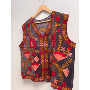 Chaleco Corto de Terciopelo con Bordado Floral para Mujer, Tejido de Punto Abierto, Transpirable, Ecológico, para Fiestas de Invierno - Product Image 3