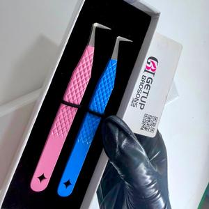 Nouvelle conception, pince à cils violette à pointe lisse de 10 mm, anti-magnétique, anti-statique, à prise parfaite, avec découpe en étoile à 90 degrés - Product Image 6