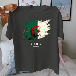 Camiseta de Algodón 100% con Estampado Informal de la Selección de Fútbol Femenina de Argelia, Ajuste Cómodo - Product Image 2