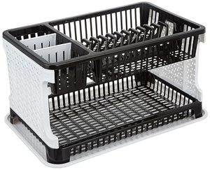 Égouttoir à vaisselle en plastique, grand panier de drainage, support de séchage de cuisine, égouttoir rectangulaire noir 51 cm*33 cm*27,2 cm - Product Image 1