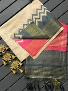 Sari de Seda Tusshar de Diseño Exclusivo de Boutique India, Sari de Primera Calidad, Último Modelo, para Fiestas Étnicas, el Más Vendido - Product Image 5