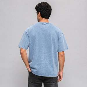 Camisetas de hombre de corte holgado, estilo vintage, con lavado mineral, de manga corta, 100% algodón, de gramaje pesado, con lavado ácido y corte cuadrado - Product Image 5